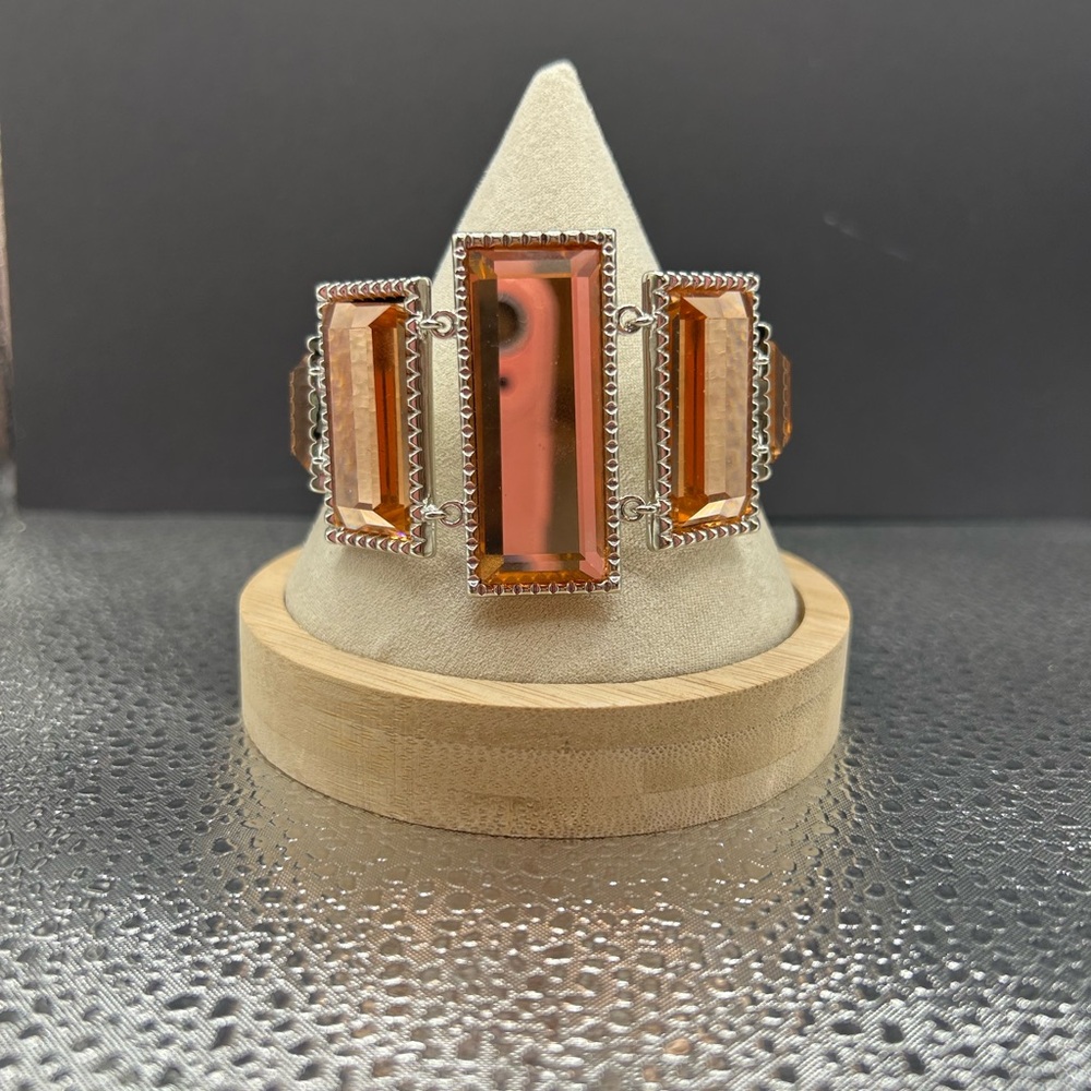 Park Lane Coral and Silver Art Deco Bracelet